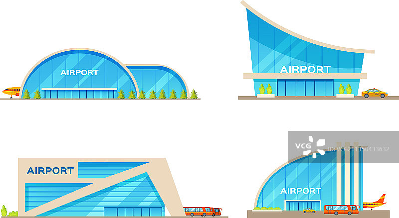 机场航站楼和飞机出租车图片素材
