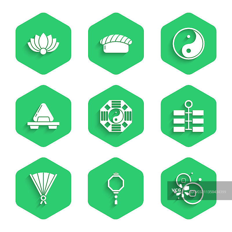 阴阳太极纸灯笼与人民币素材图片素材