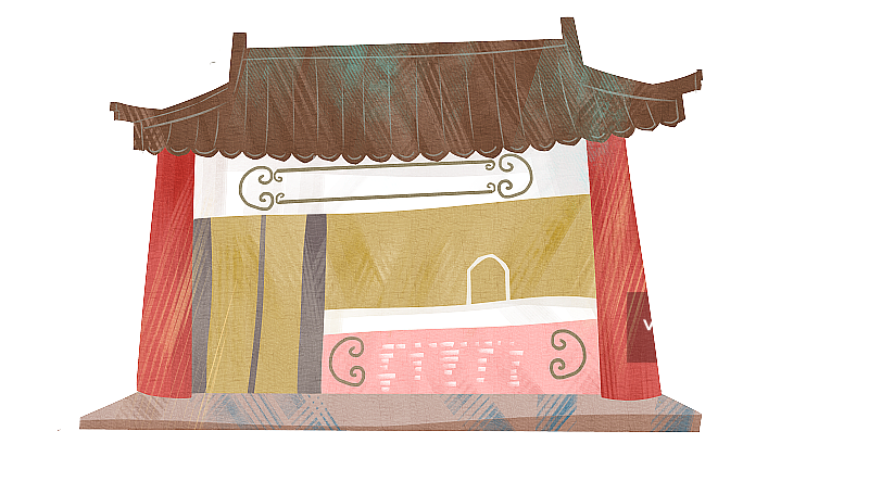 中国风店铺建筑插画元素图片素材