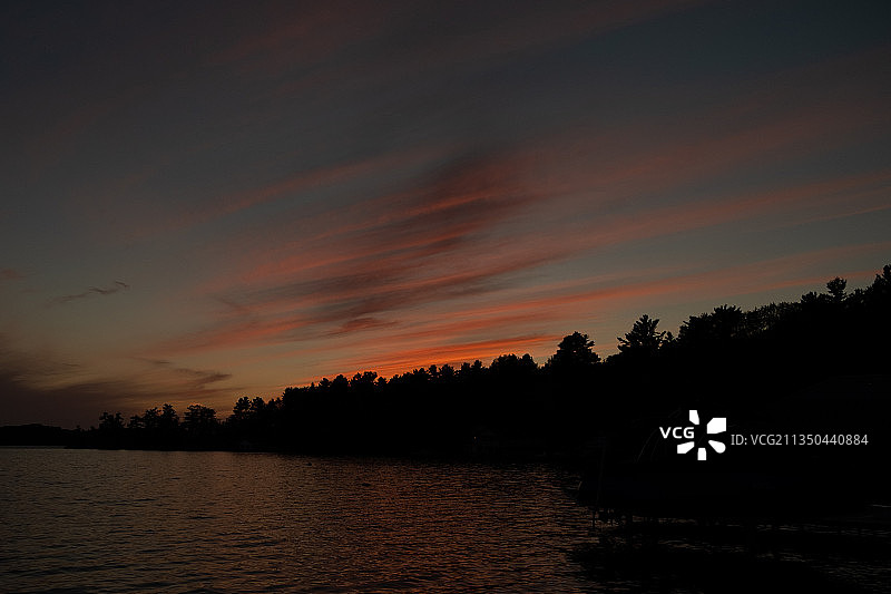 加拿大多伦多马斯科卡湖区日落湖泊美景图片素材