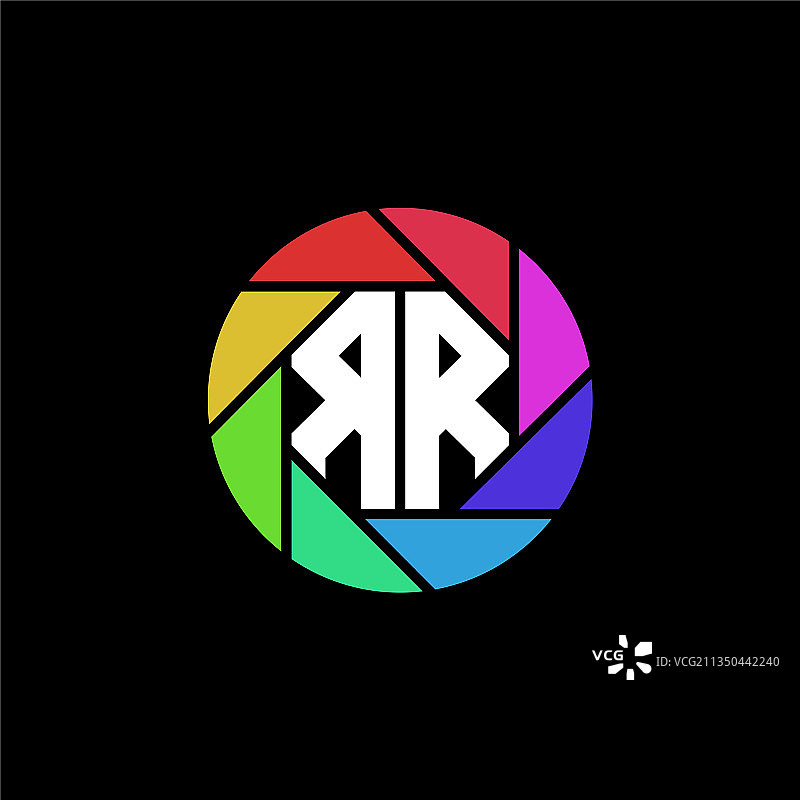 RR字母组合多边形彩虹图片素材