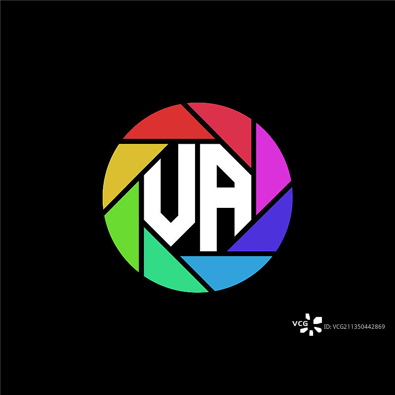 VA字母组合多边形彩虹图片素材