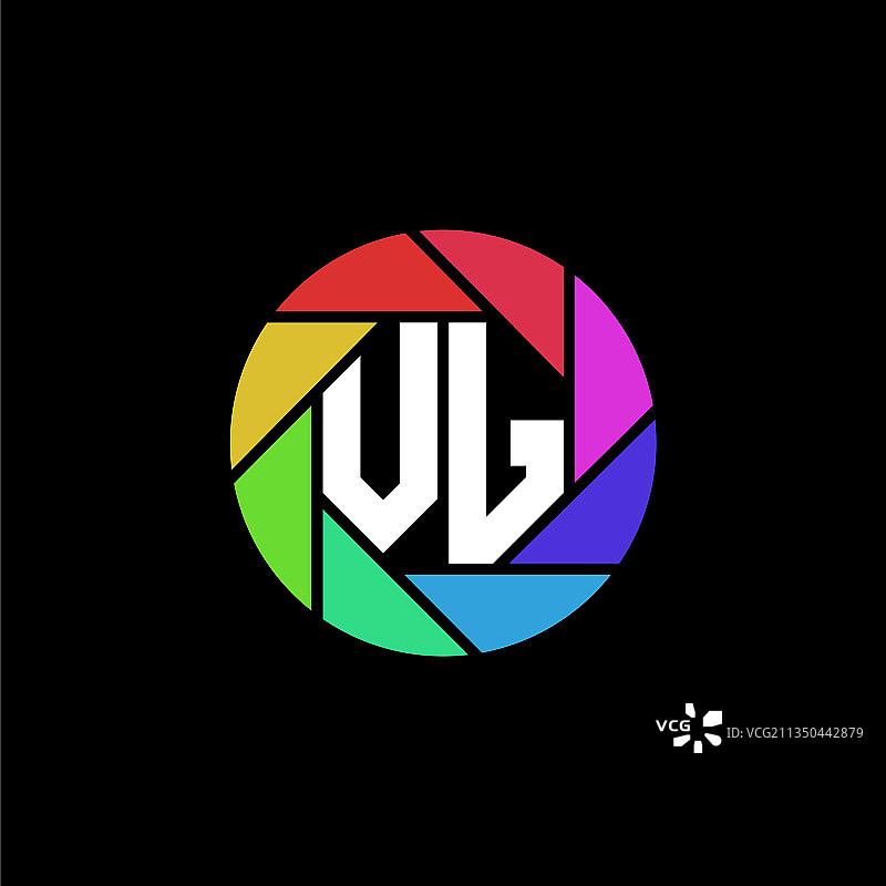 VJ字母组合多边形彩虹图片素材