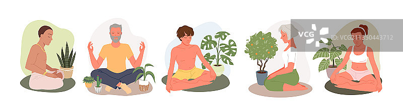 人们在瑜伽冥想中放松身心，年轻男人图片素材