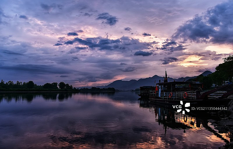 瓯江夕照图片素材