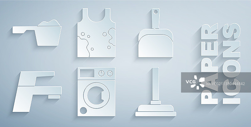 洗衣机、簸箕、水龙头与橡胶柱塞图片素材