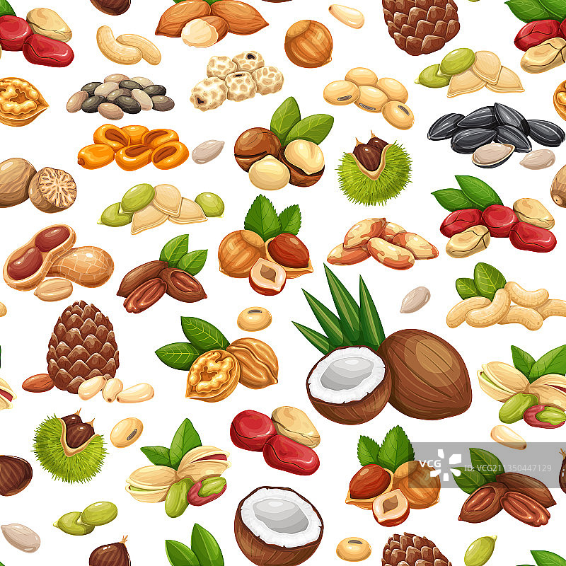 坚果种子谷物无缝图案图片素材