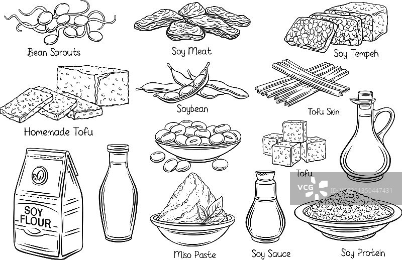 大豆制品轮廓图标图片素材
