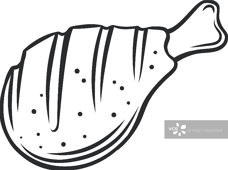 烤鸡腿轮廓图标图片素材