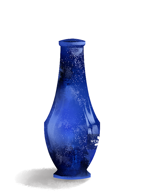 蓝色的花瓶插画元素图片素材