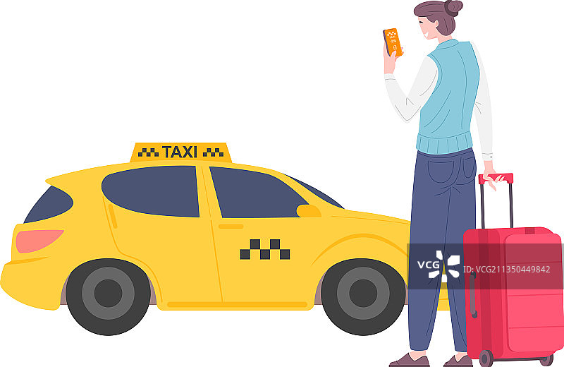 男人通过APP叫出租车图片素材