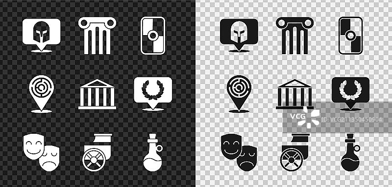 希腊头盔古代柱子盾牌喜剧图片素材