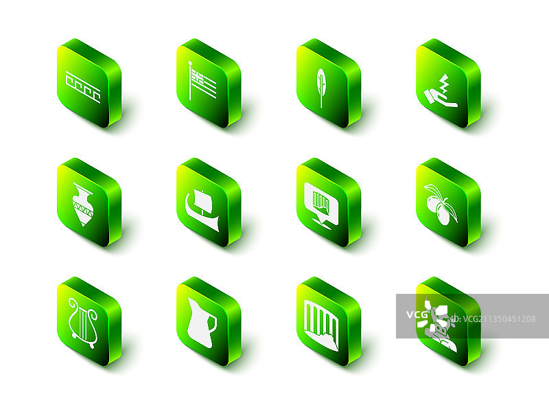 希腊国旗羽毛笔宙斯套装图片素材