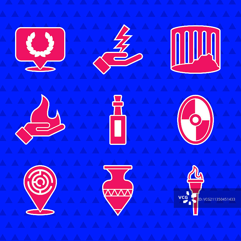 一套橄榄油瓶古代双耳细颈土罐火炬图片素材