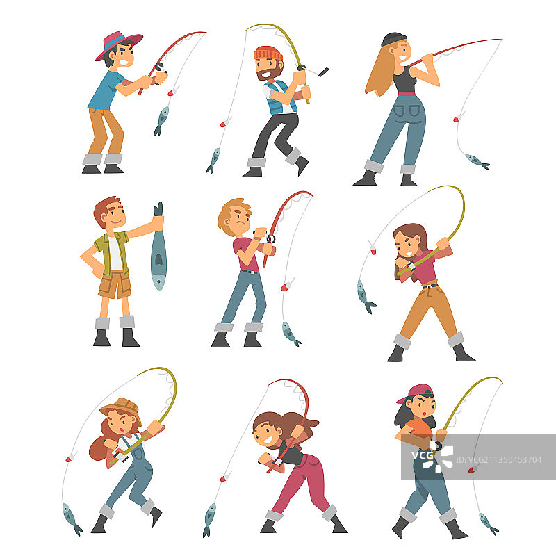 穿着渔民靴的钓鱼人图片素材