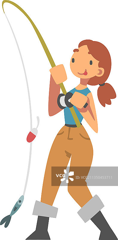 穿渔夫靴的年轻女人图片素材