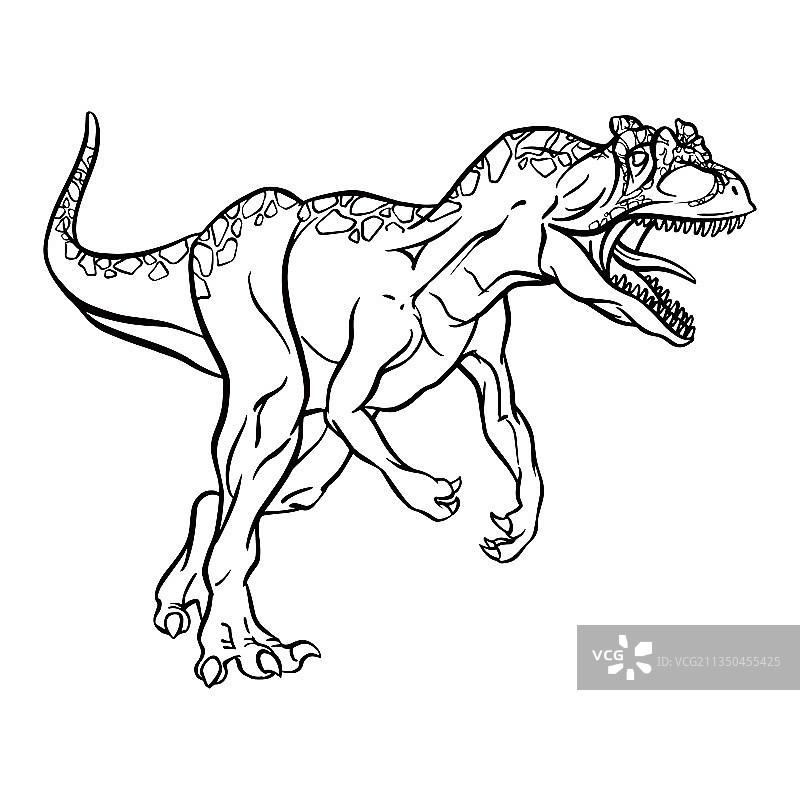 异特龙恐龙卡通线性草图图片素材