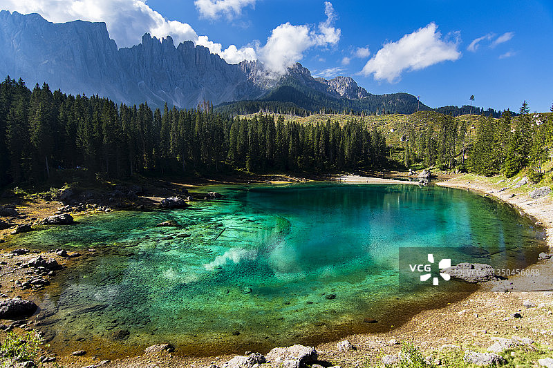 山与天相映的湖景图片素材