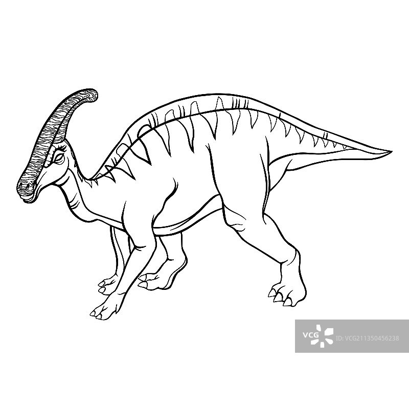 鸭嘴龙卡通线性草图图片素材