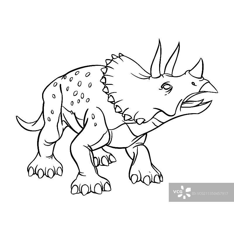 三角龙卡通线性草图图片素材