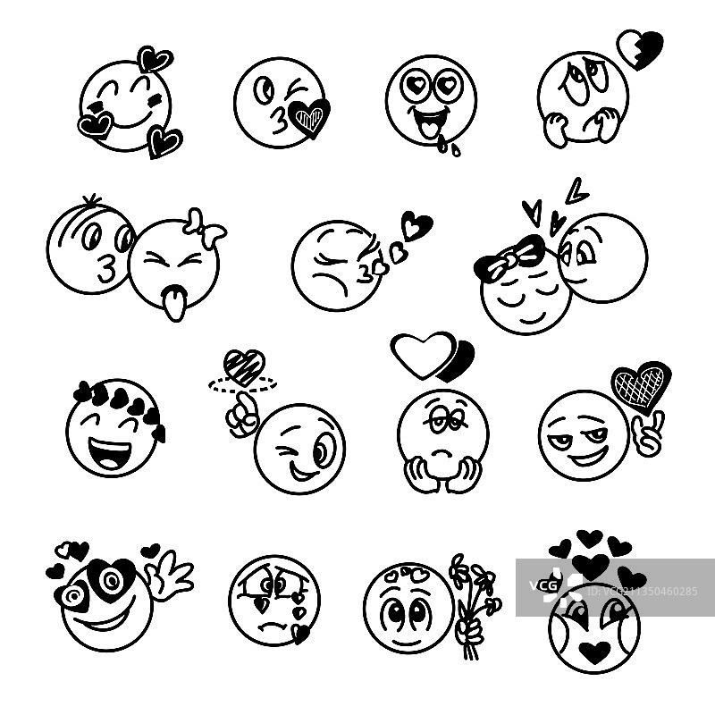 手绘爱心表情符号图片素材