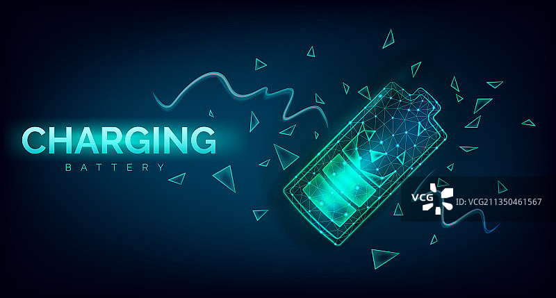 抽象低多边形电池充电图案图片素材
