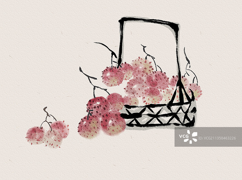 国画荔枝图片素材