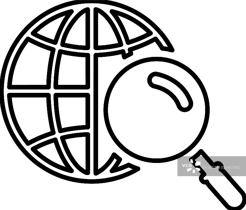 世界浏览器搜索线性图标轮廓图片素材