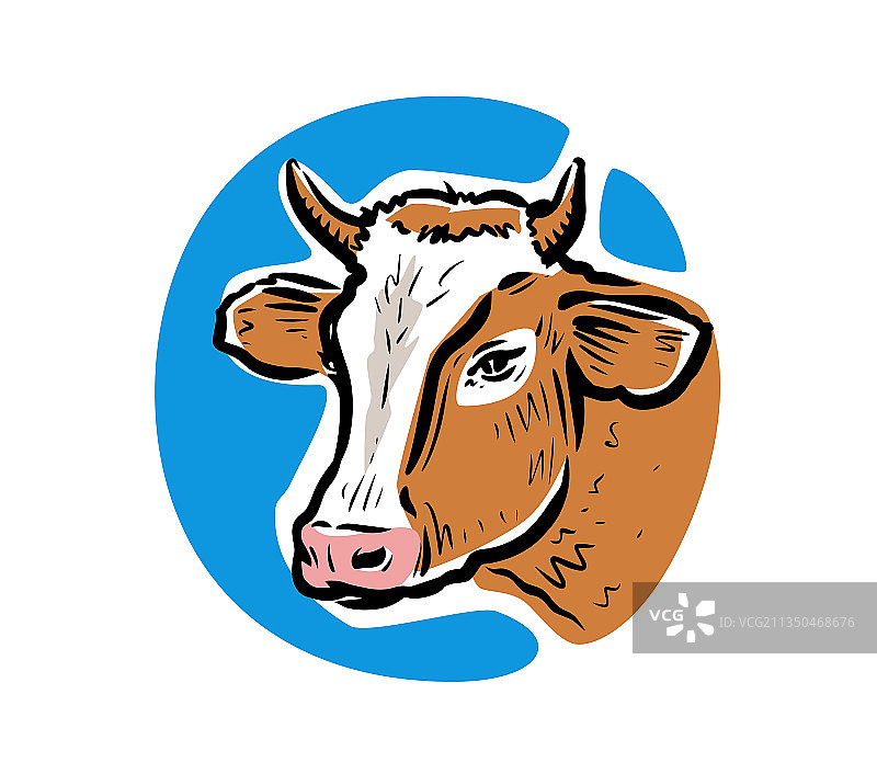 可爱奶牛卡通Logo乳品农场概念图片素材