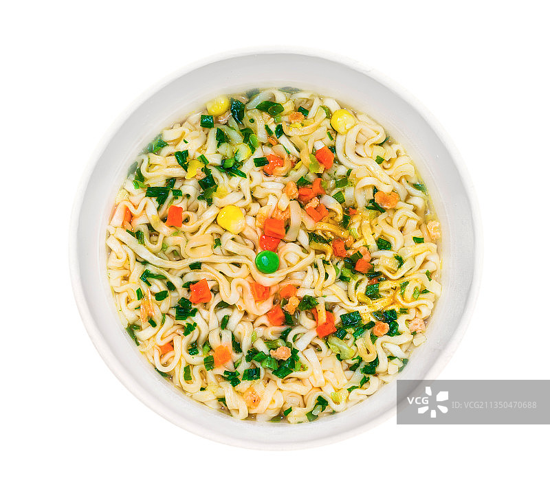 俯视拍摄的白色背景碗中食物图片素材