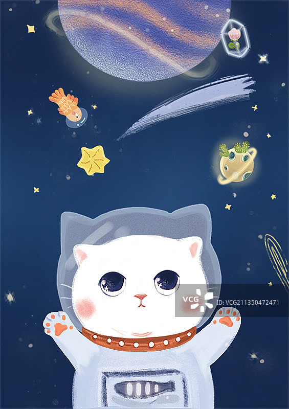 太空小白猫1图片素材