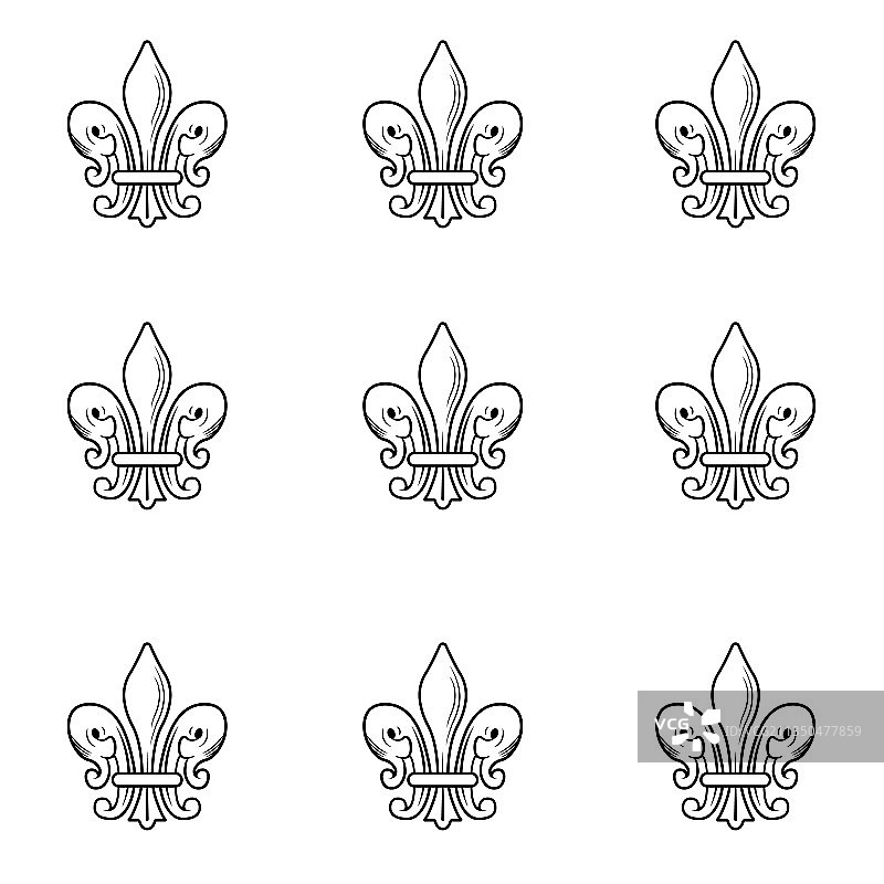 复古百合花纹章图案图片素材