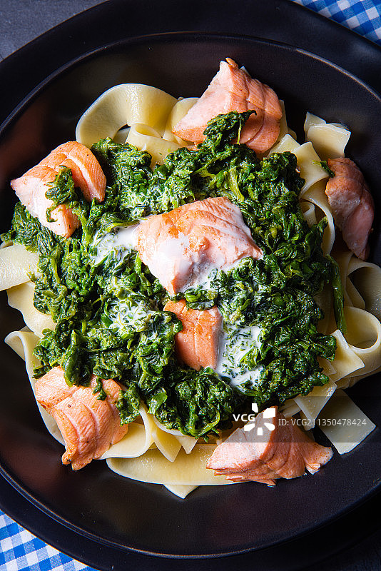 高角度的食物在盘子上的图片素材