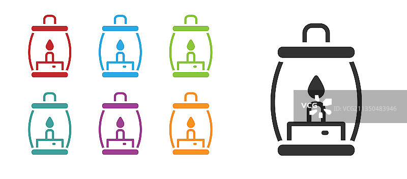 白色背景上的黑色露营灯笼图标图片素材