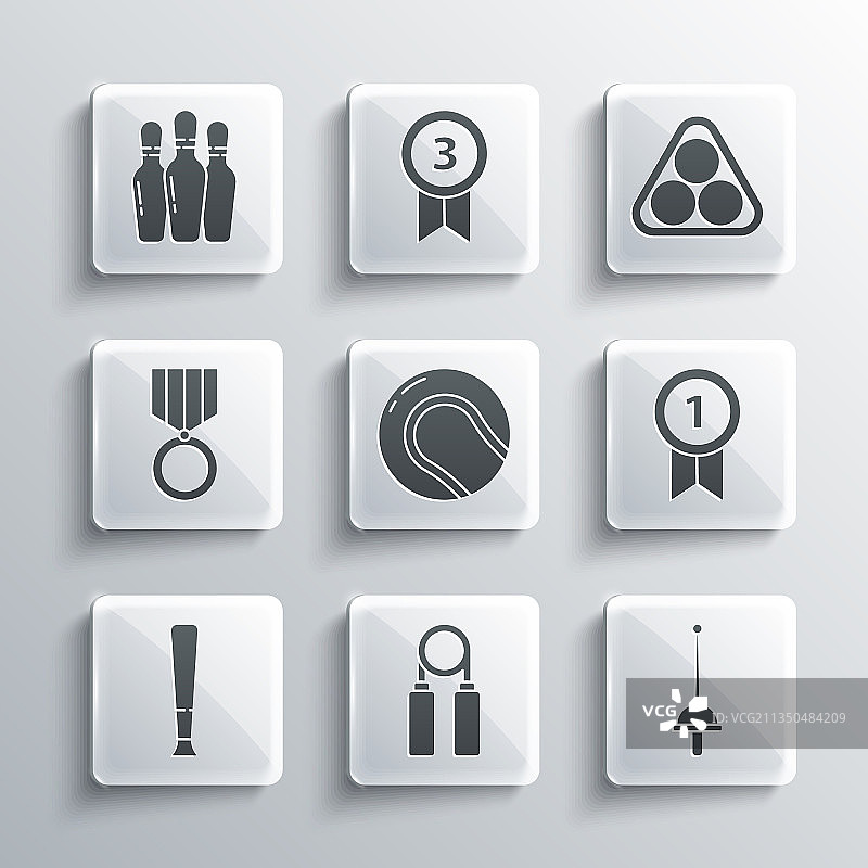 运动器材：拉力器、击剑、奖牌、棒球图片素材