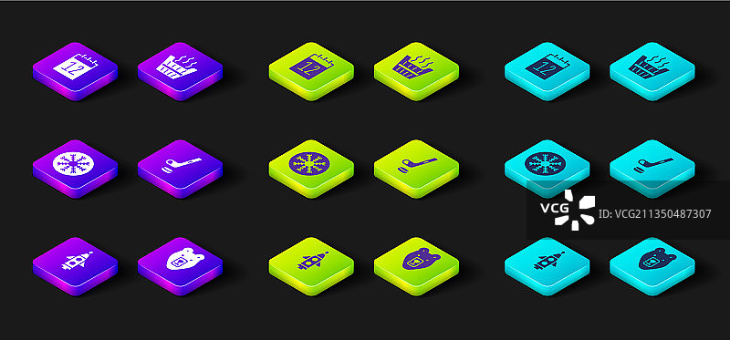 火箭飞船熊头冰球雪花套装图片素材