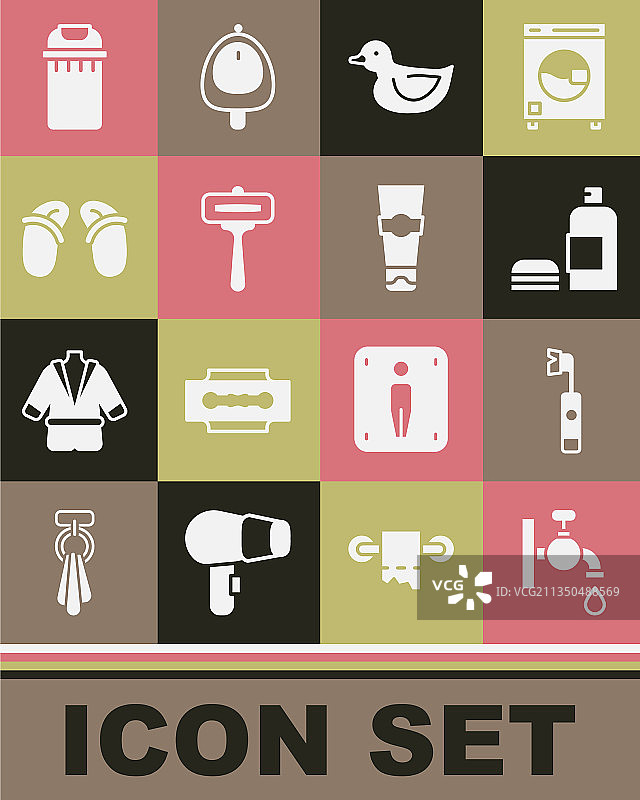 水龙头电动牙刷瓶子套装图片素材