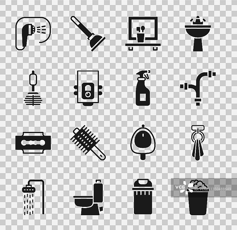 带肥皂泡的水桶和挂在衣架上的毛巾素材图片素材