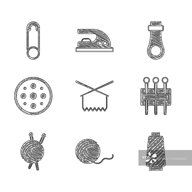 针织针、纱线球和缝纫线图片素材