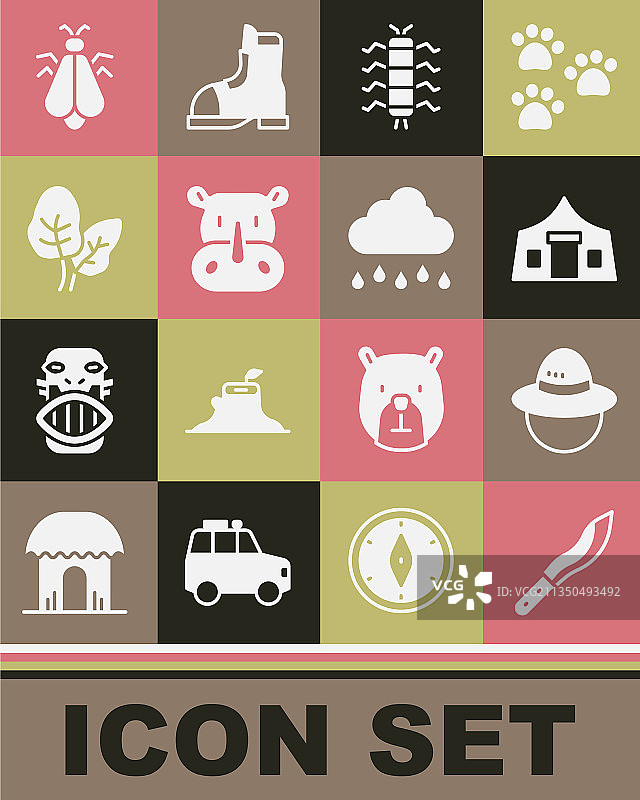 弯刀、露营帽、帐篷和蜈蚣图片素材