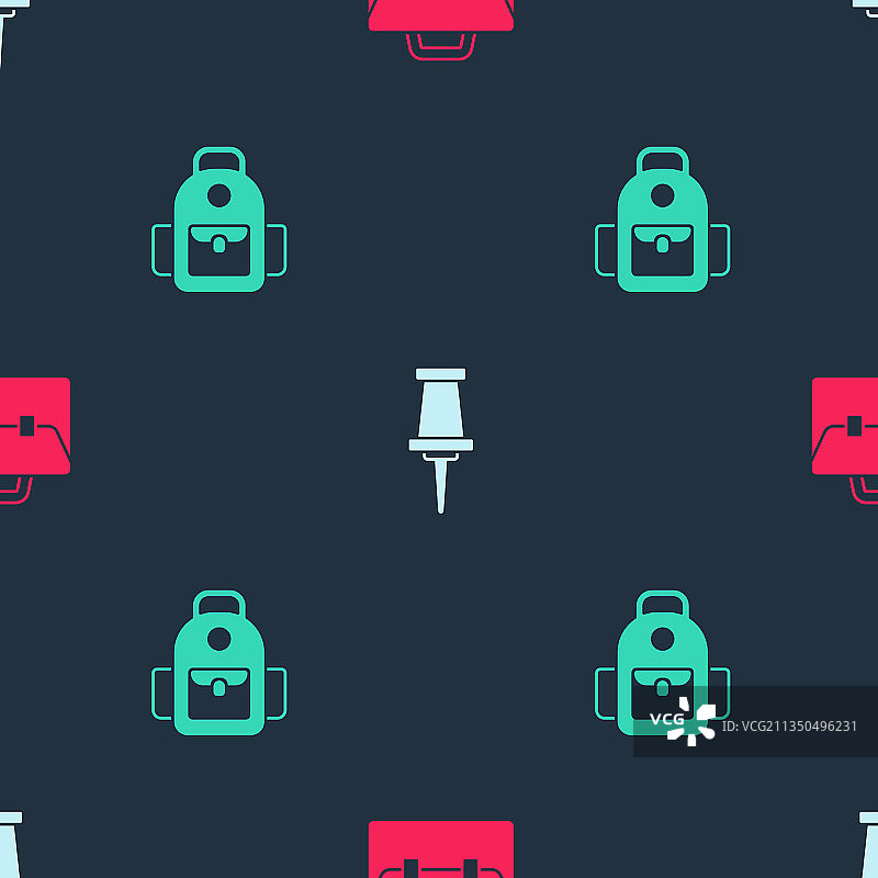 公文包、图钉和书包图片素材