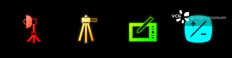 柔光箱灯三脚架绘图板套装图片素材