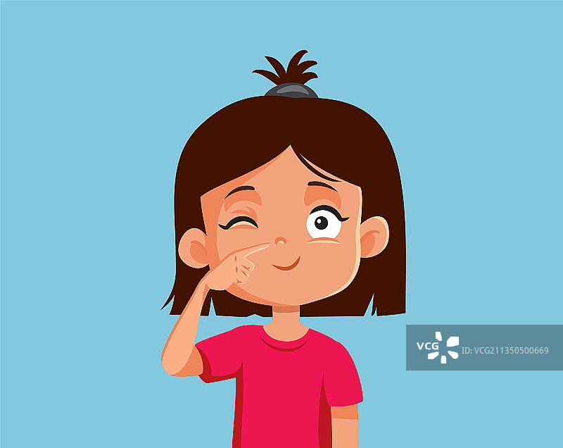 卡通小女孩指着自己的鼻子图片素材