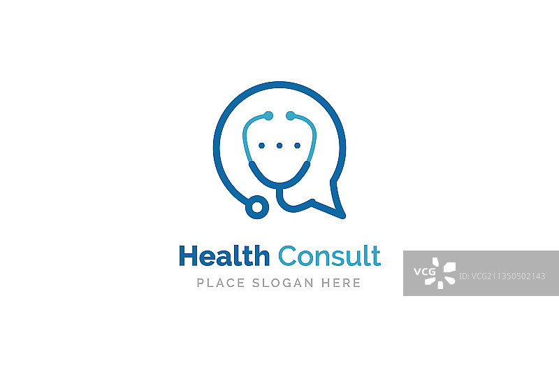 听诊器健康咨询标志设计模板图片素材