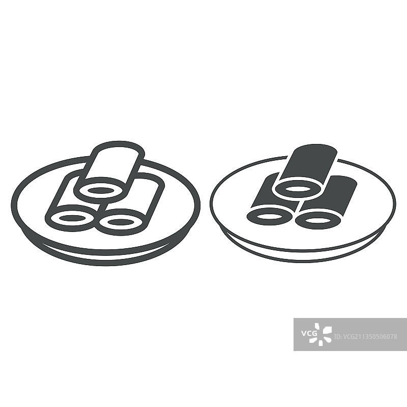 亚洲馅饼线条和实体图标图片素材