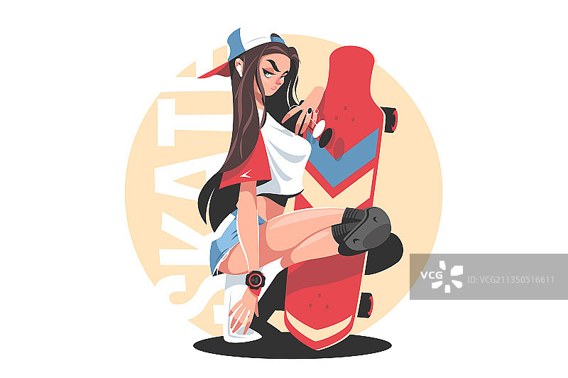 戴帽子的时尚女孩图片素材