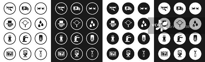 破损的管道、过滤器、扳手和燃气锅炉图片素材