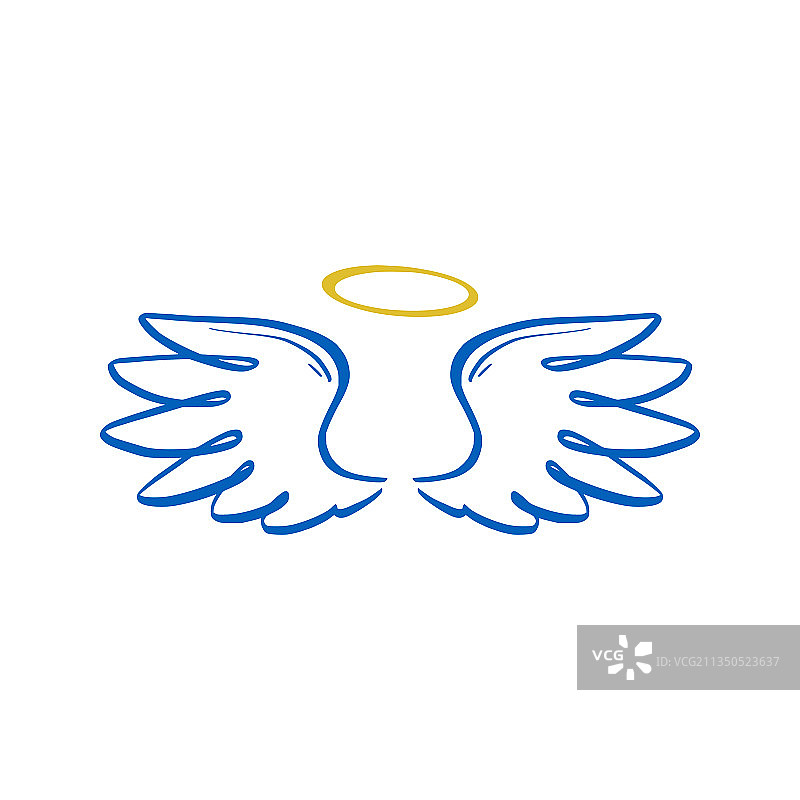 天使涂鸦翅膀和光环图片素材