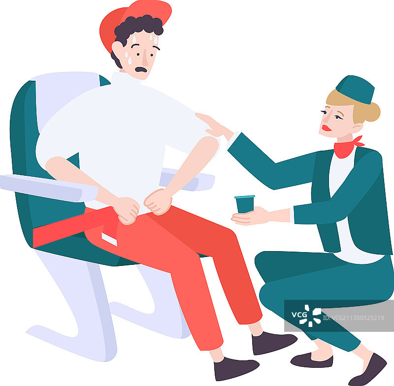 恐飞症扁平风格插画图片素材