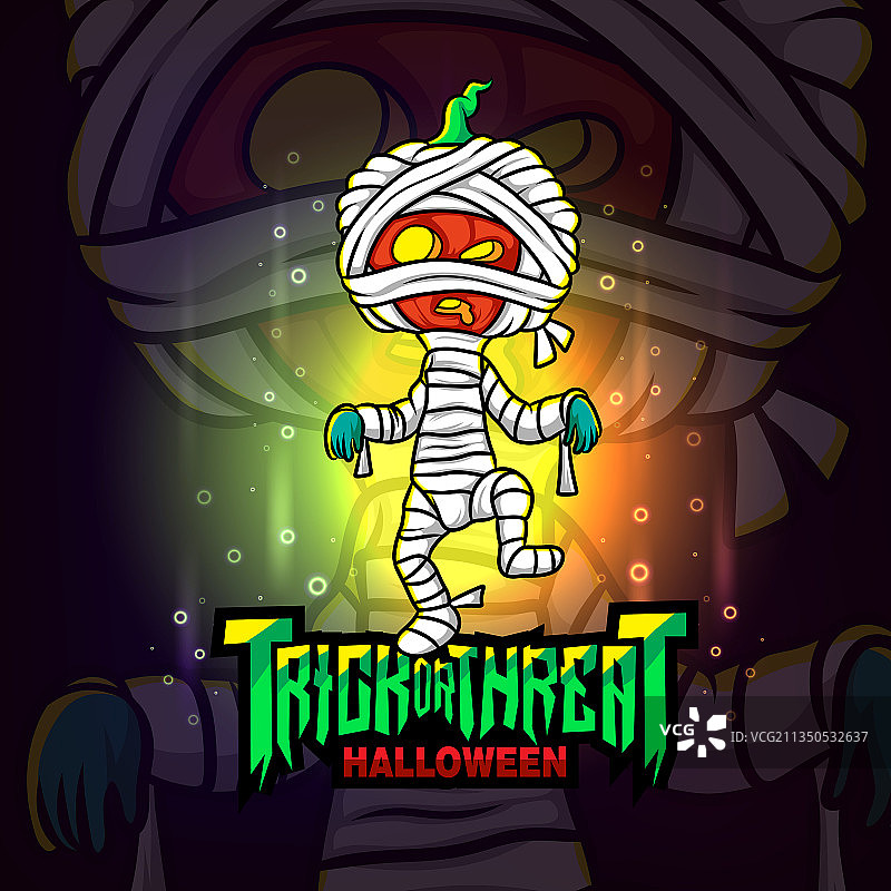 木乃伊南瓜头电竞标志设计图片素材